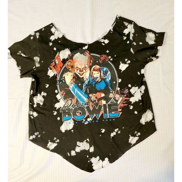 Repurposed upcycled reworked Pennywise David Bowie top OOAK medium Halloween - Picture 1 of 7